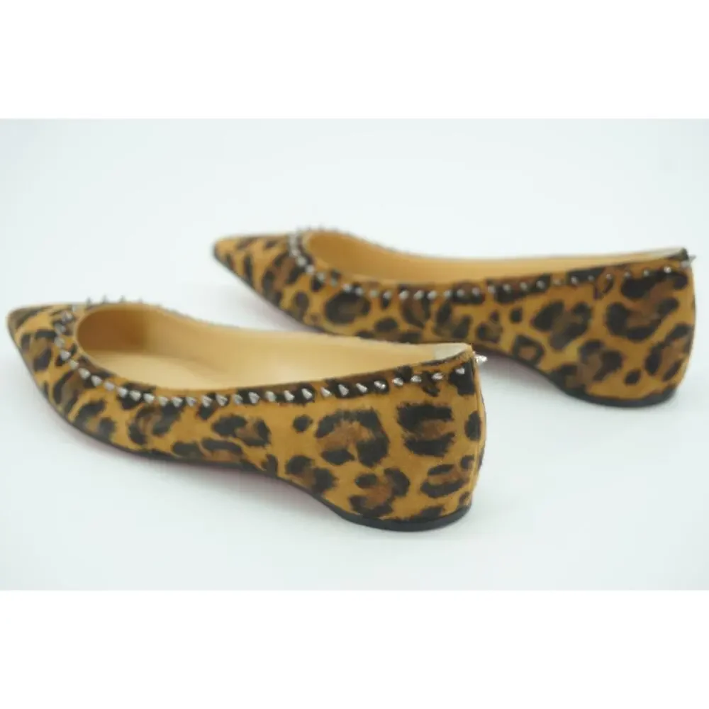 Christian Louboutin Leopard Print Anjalina Pointed Toe Flats